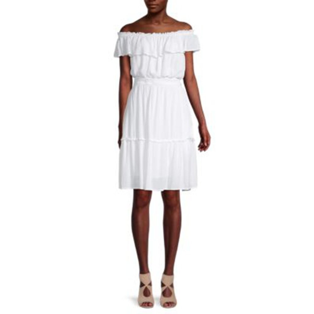 Tommy Bahama Caicos Crinkle Off-The-Shoulder Tiered Dress, XL